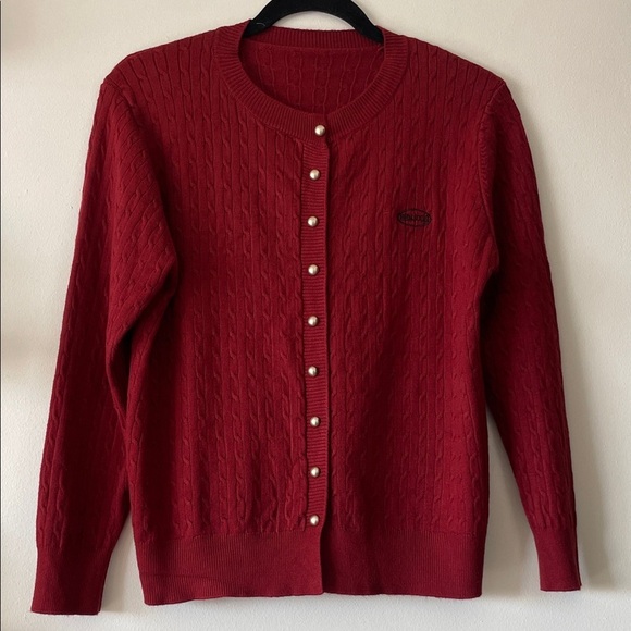 Sweaters - Korean Style Fashion Cable Knit Gold button Cardigan|Dark Red| OS| NWOT